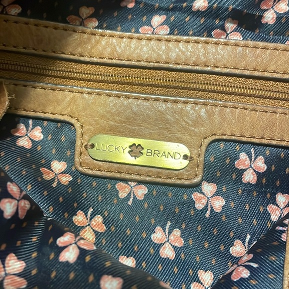 EUC Vintage Lucky Brand Large Y2K Tan Leather Double Strap Tote Shoulder Bag - Picture 11 of 16